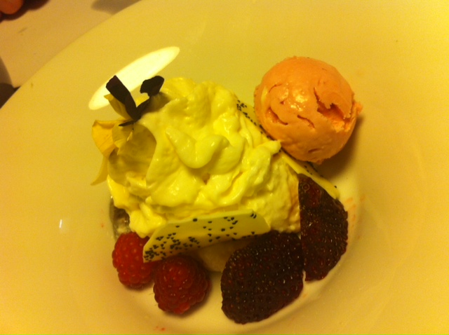 Mousse de chocolate blanco.